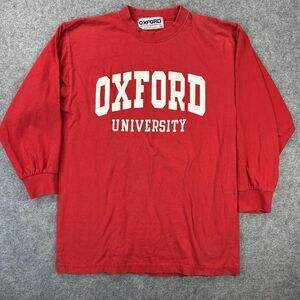 Vintage Oxford University Shirt Mens Small Red Long Sleeve British Made Tee